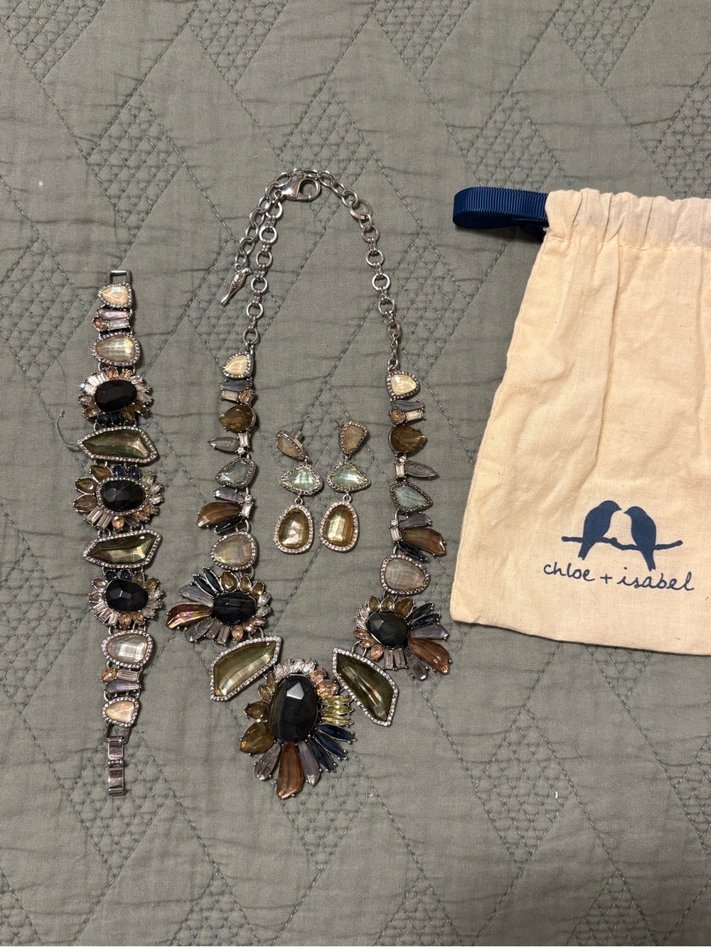 Chloe + Isabel Black, Olive & Champagne Multicolor Statement Jewelry Set